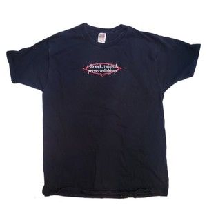 Mens Vintage Fruit of Loom Dark Blue XL Tee Shirt "I Do Sick ...& Twisted Things